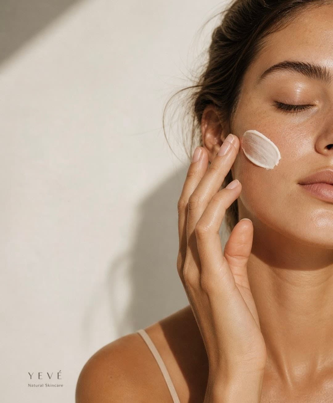 Calm, soft bare-faced skin texture close-up